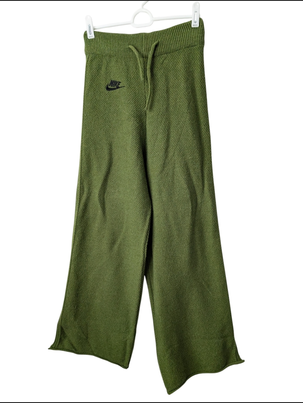 Nike Women Green Knit Wide-Leg Side Slits Sweatpants, size XS High waist active